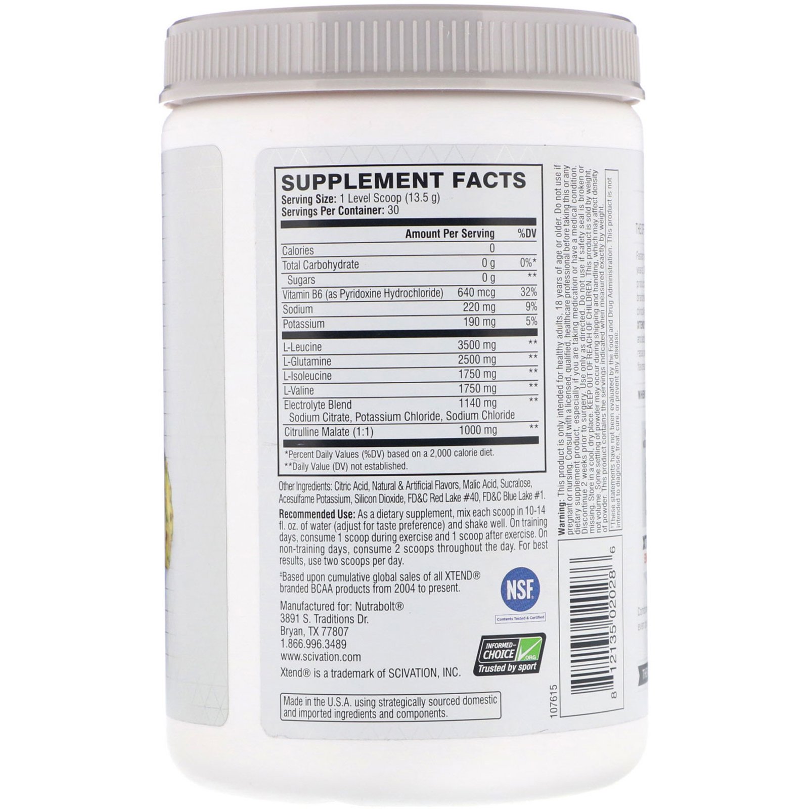 Scivation, Xtend, O Original 7G BCAA, Ponche Nocaute de Frutas, 405 kg (14,3 lb) - Imagem 2