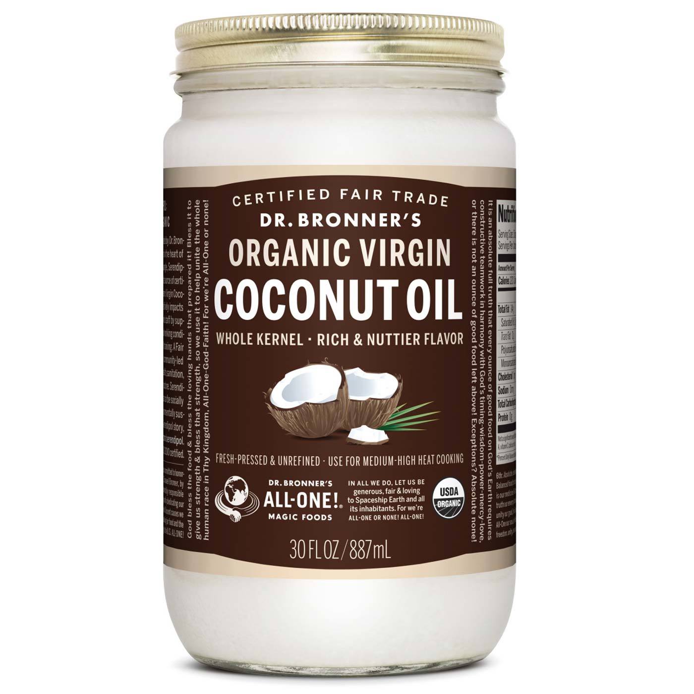 Dr Bronner, Óleo de Coco Virgem Integral Orgânico - 887 ml