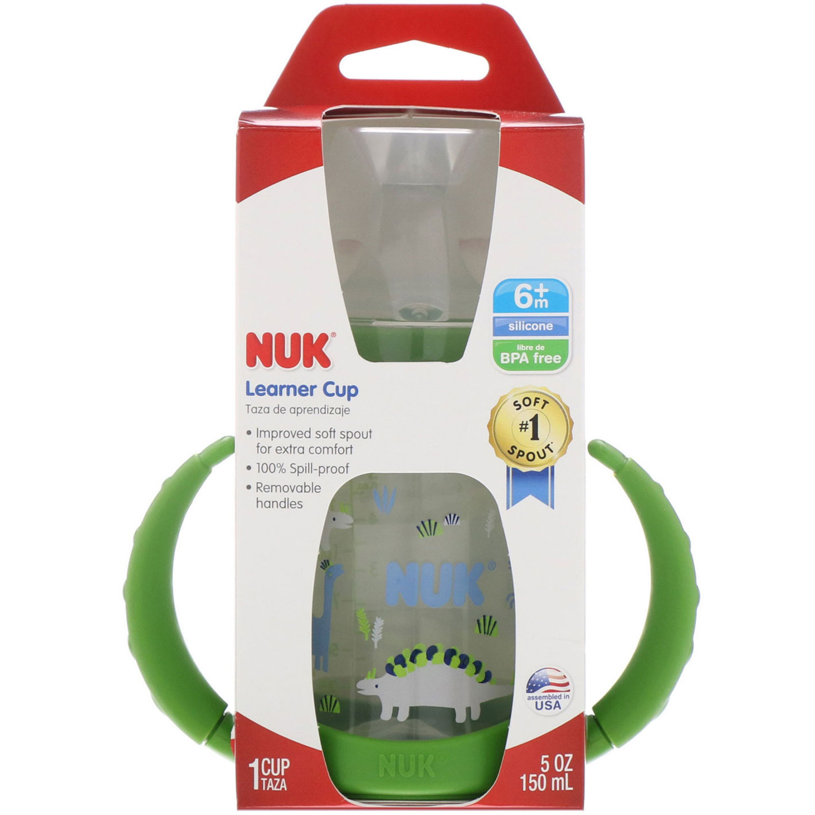 NUK, Learner Cup, 6+ Months, Dinosaur, 1 Cup, 5 oz (150 ml) - Imagem 2
