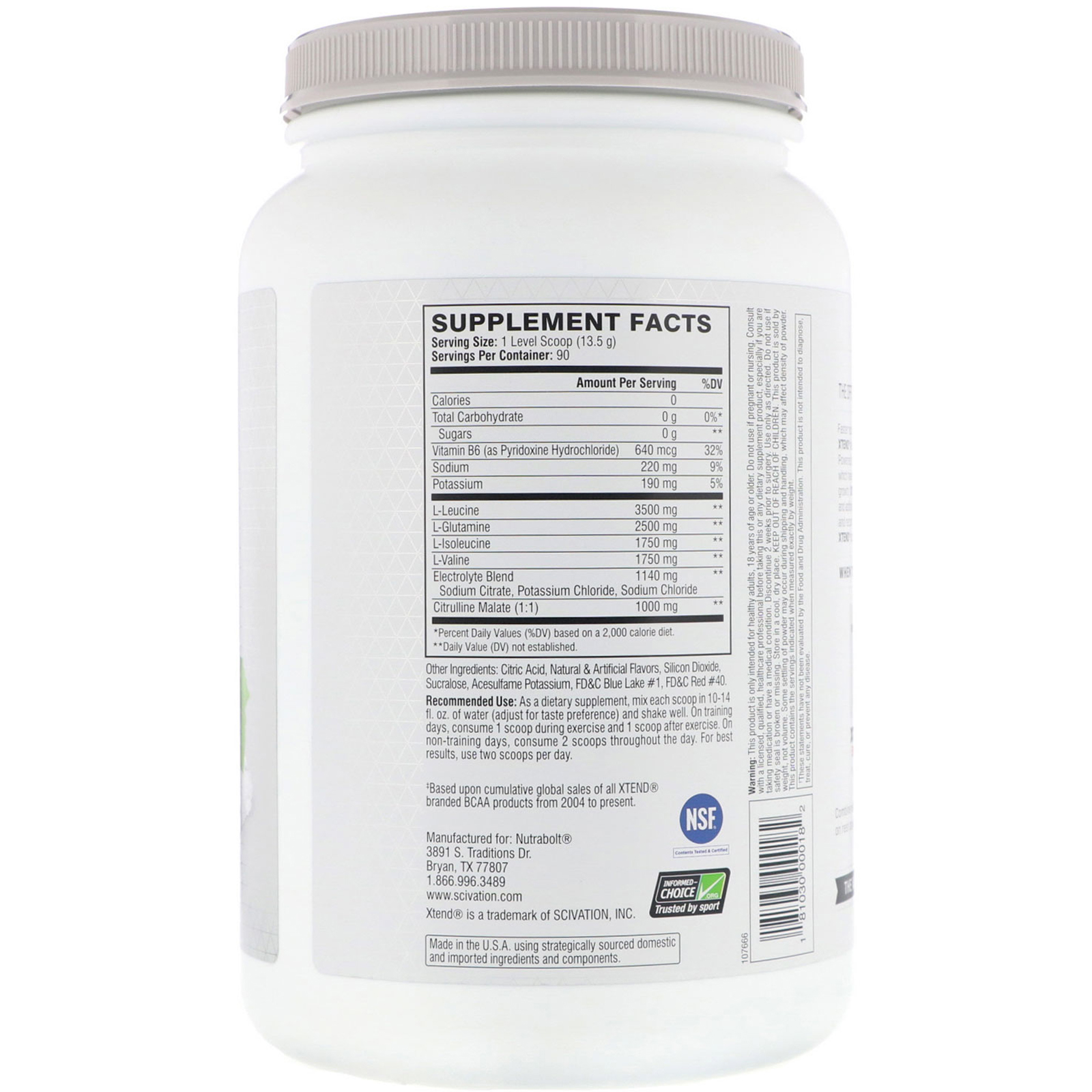 Scivation, Xtend, The Original 7G BCAA, Glacial Grape, 2.68 lb (1.22 kg) - Imagem 2