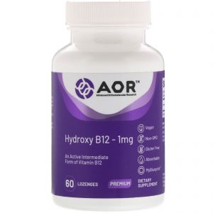 Advanced Orthomolecular Research AOR, Hydroxy B12, 1 mg, 60 Pastilhas