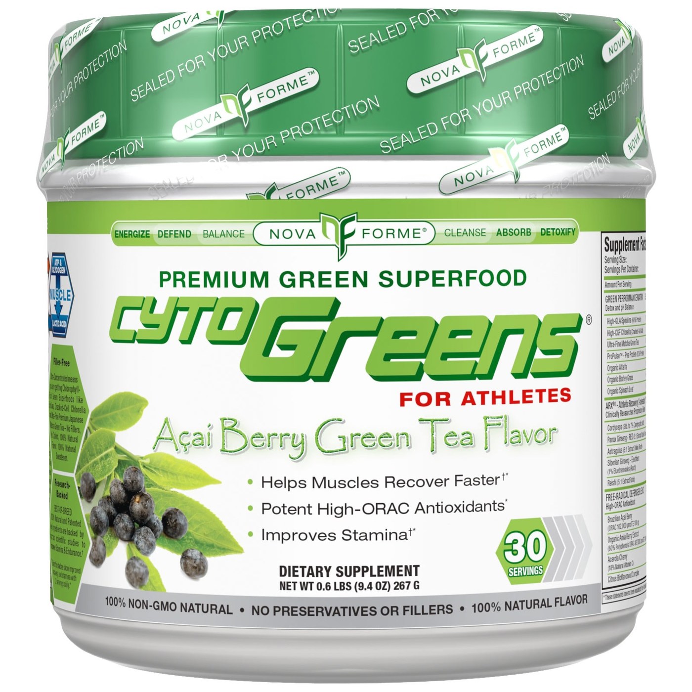 NovaForme CytoGreens, Chá Verde Acai Berry - 9.4 oz