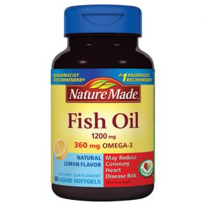 Nature Made, Óleo de Peixe 1200 mg - Sabor Limão - 60 Cápsulas em Gel