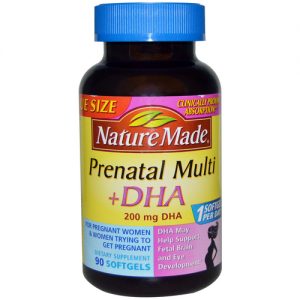 Nature Made, Multivitamínico Pré-Natal + DHA - 90 Cápsulas em Gel