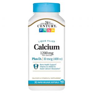 21st Century Cálcio preenchido com líquido Plus D3 - 1200 mg - 90 Cápsulas de liberação rápida