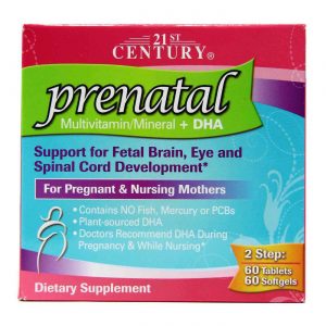 21st Century Pré-natal MultiVitamina/Mineral + DHA - 60 Tabletes/60 Cápsulas em Gel