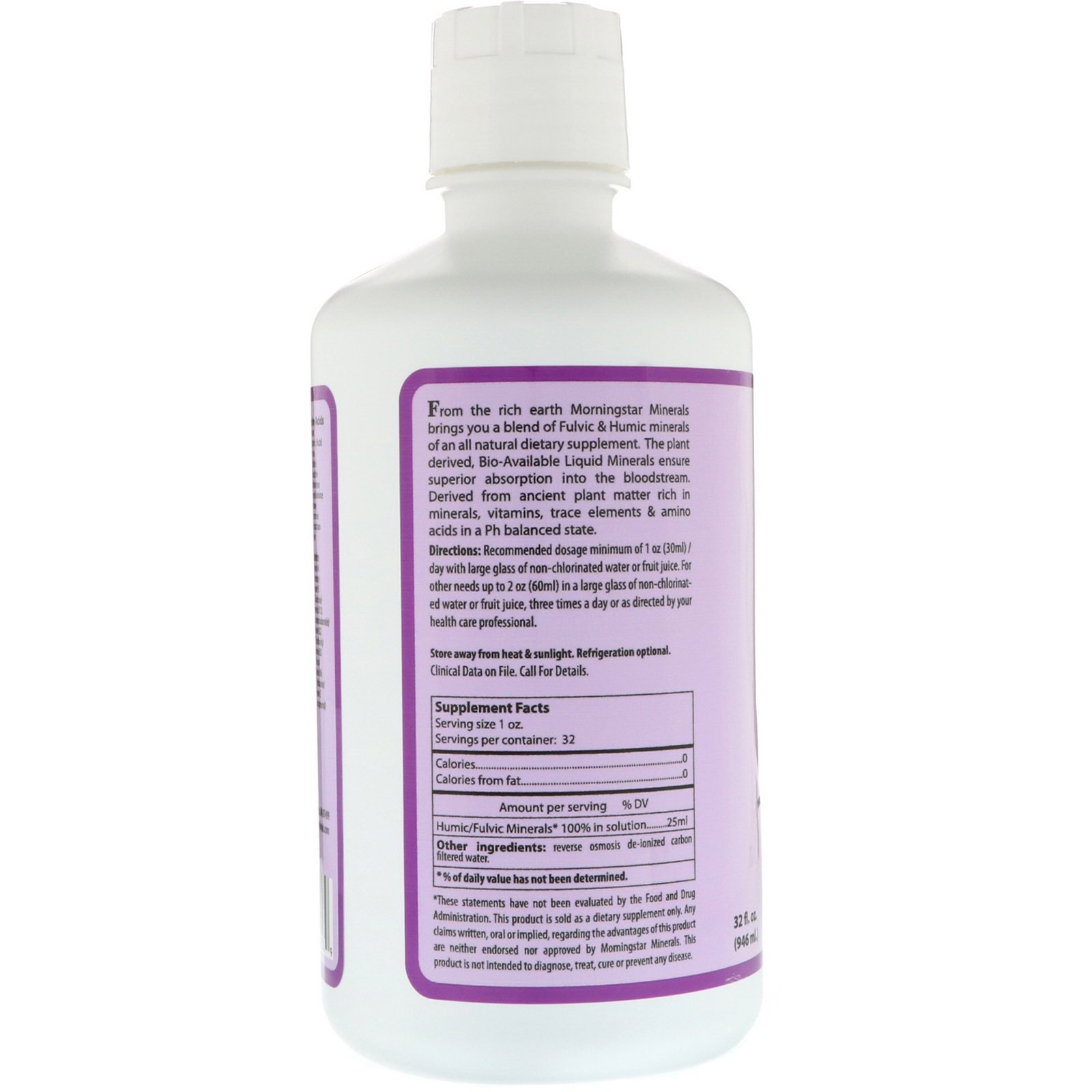 Morningstar Minerals, Vitalidade Interna, Minerais Fúlvicos/Húmicos, 946 ml (32 fl oz) - Imagem 2