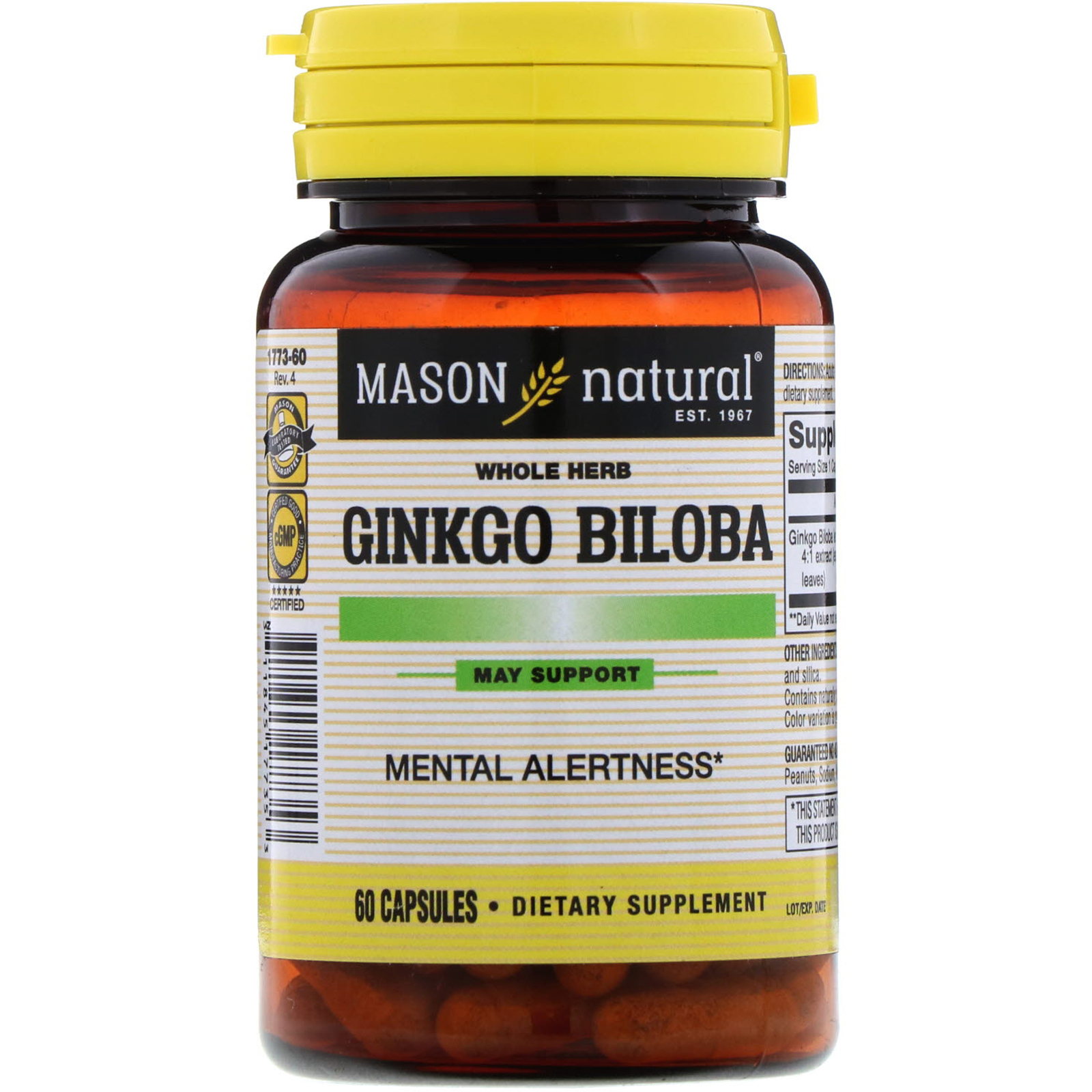Mason Natural, Ginkgo Biloba, 60 cápsulas