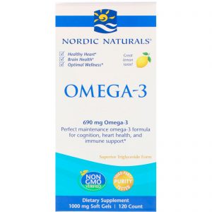 Nordic Naturals, Ômega-3, Limão, 690 mg, 120 Cápsulas Softgel
