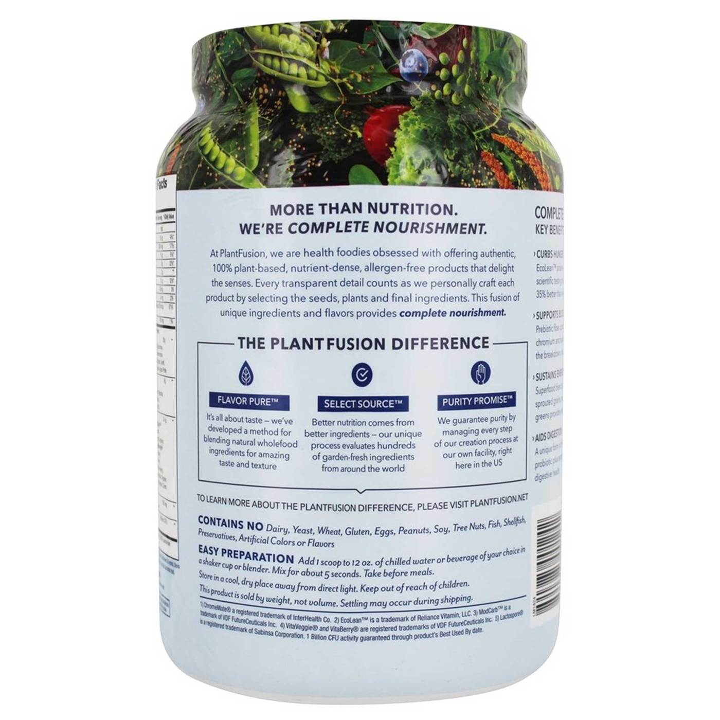 PlantFusion Proteína Completa da Planta Magra - Chocolate Brownie - 1,85 lb (840 g) - Imagem 3
