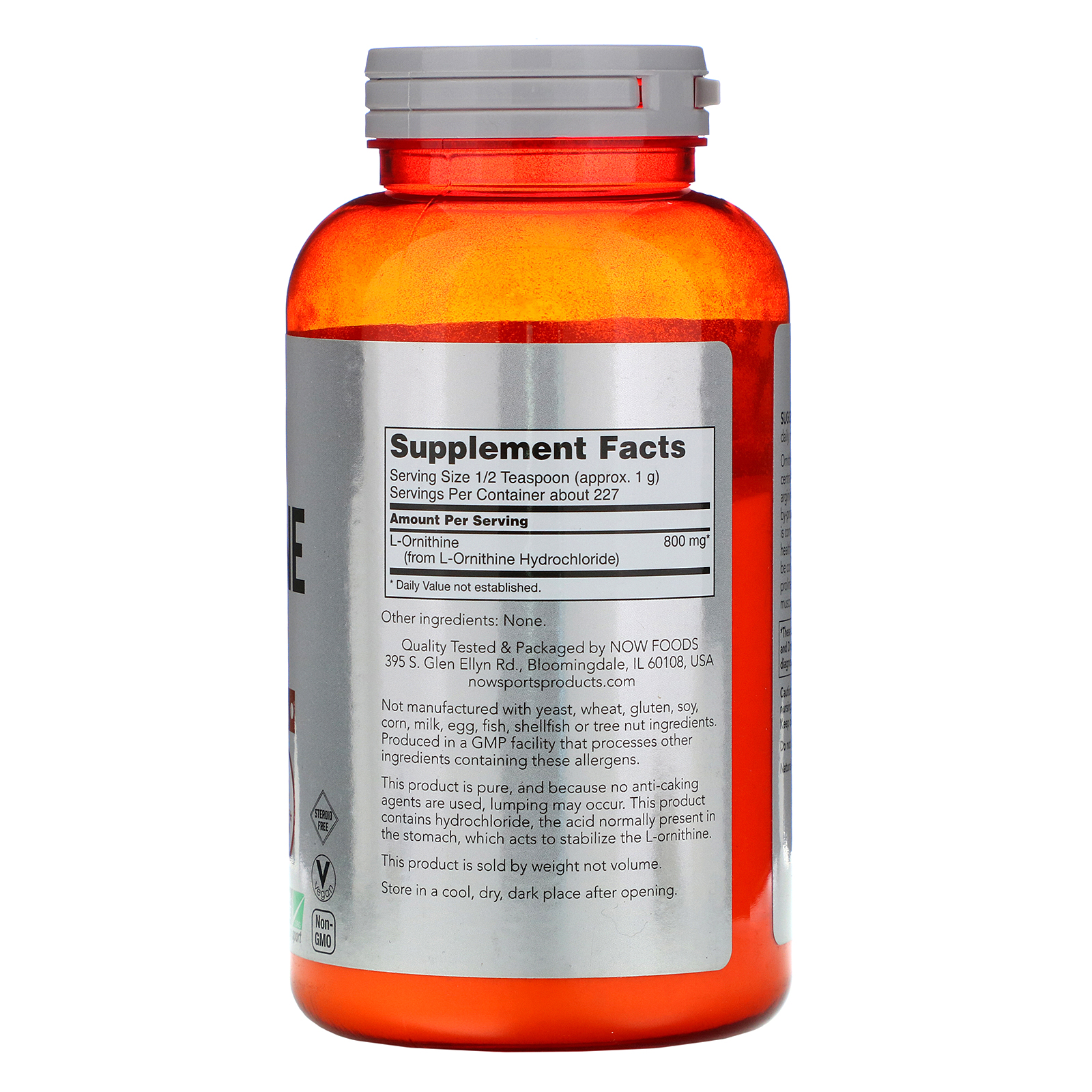 Now Foods, L-Ornithine Powder, 8 oz (227 g) - Imagem 2