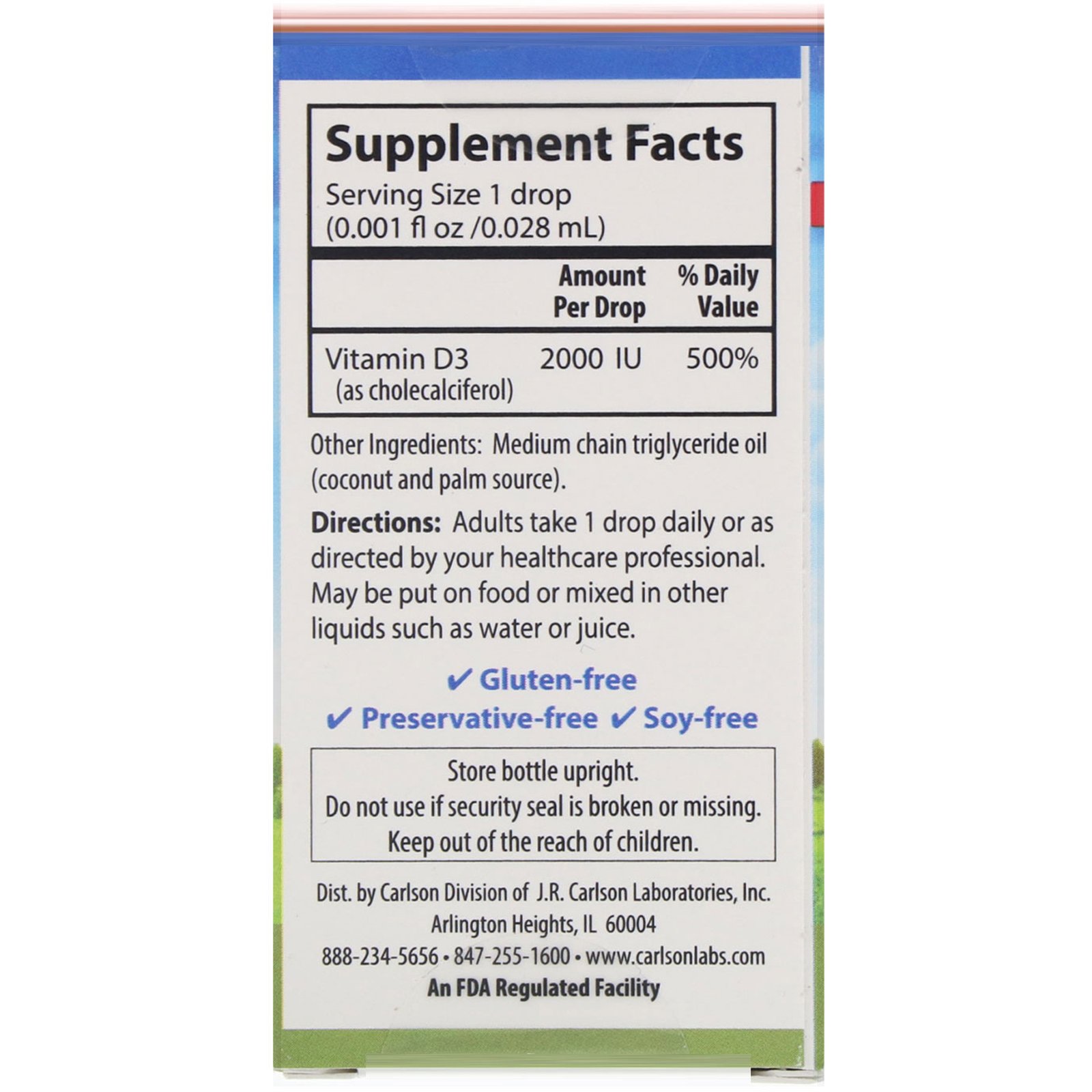 Carlson Labs, Super Daily D3, 2.000 UI, 10,3 ml (0,35 fl oz) - Imagem 2