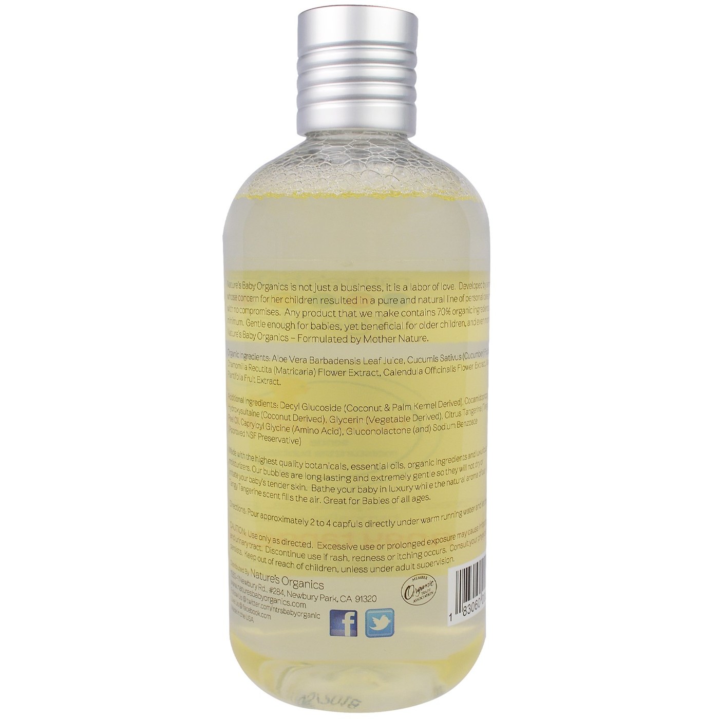 Nature's Bebê Orgânicos Bubble Bath Tangy Tangerine 12 fl oz - Imagem 2