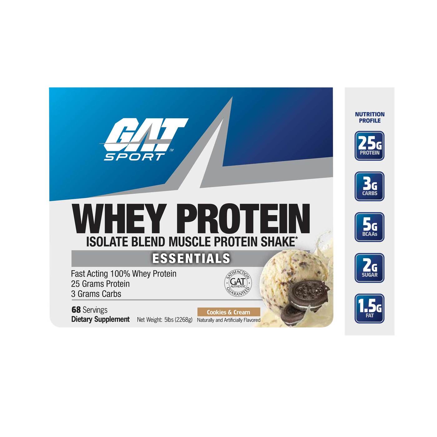 GAT Whey Protein Cookies and Cream 2268 g - Imagem 2