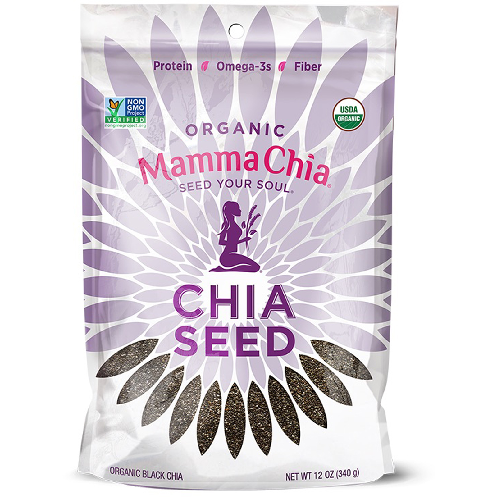 Mamma Chia, Semente de Chia Orgânica Preta, 340 g (12 oz)