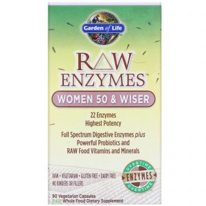Garden of Life, RAW Enzymes, Mulheres Acima de 50, 90 Cápsulas Vegetais