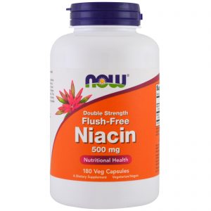Now Foods, Niacina, Sem Rubor, Potência Dupla, 500 mg, 180 Cápsulas Vegetais