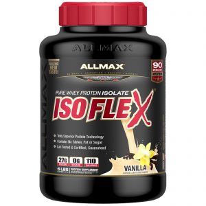 ALLMAX Nutrition, Isoflex, Isolado de Proteína Whey Puro (Filtragem de Partículas Carregadas de Íon WPI), Baunilha, 2,27 kg (5 lbs)