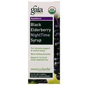 Gaia Herbs, RapidRelief, Xarope Noturno de Sabugueiro-Negro, 160 ml (5,4 fl oz)