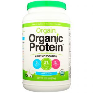 Orgain, Pó Proteico Orgânico, Base Vegetal, Grão de Baunilha, 2,03 lbs (920 g)