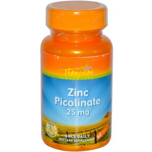 Thompson, Picolinato de Zinco, 25 mg, 60 Tabletes