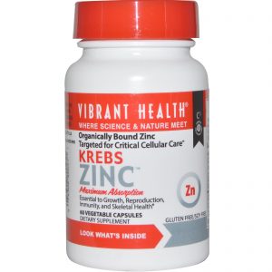 Vibrant Health, Krebs Zinc, 60 Vegetable Capsules