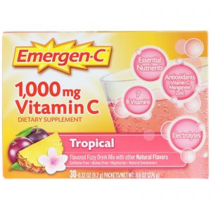 Emergen-C, Vitamina C 1.000 mg, Tropical, 30 Pacotes, 9,0 g cada