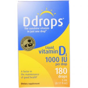 Ddrops, Vitamina D3 líquida, 1000 UI, 5 ml (0,17 fl. oz.)