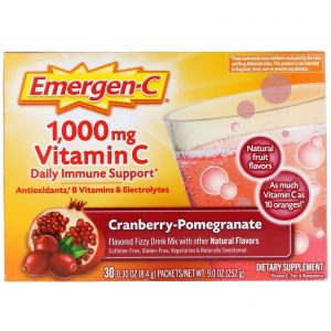 Emergen-C, Vitamina C, Cranberry-Romã, 1.000 mg, 30 Pacotes, 8,4 g (0,30 oz) Cada
