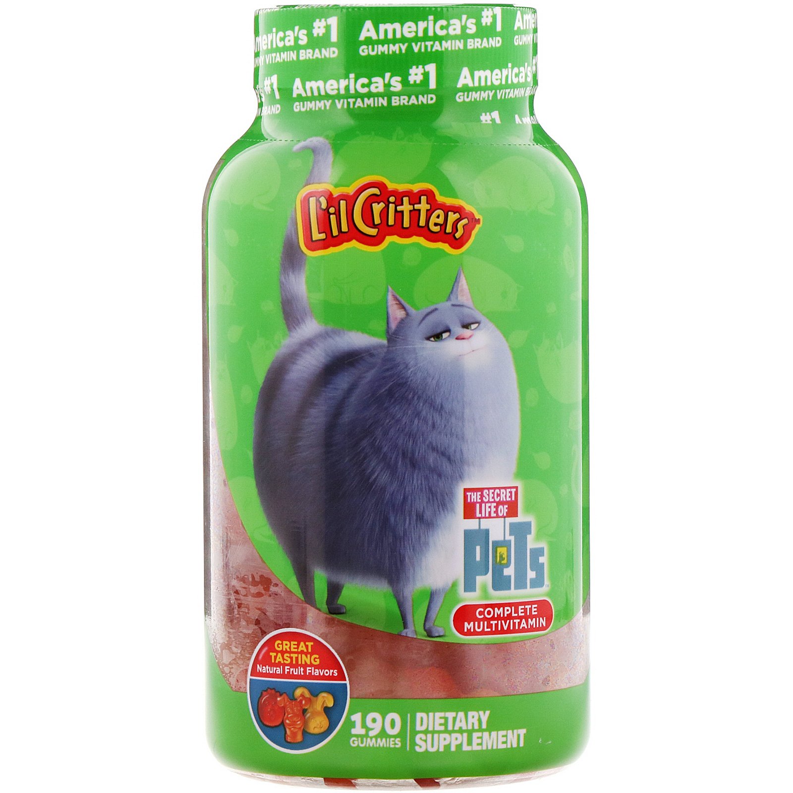 L'il Critters, Complete Multivitamin Gummies, Secret Life of Pets, Natural Fruit Flavors, 190 Gummies - Imagem 4