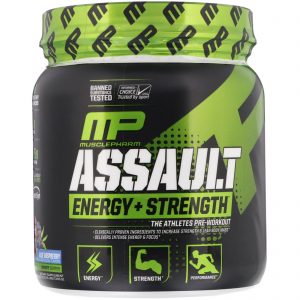 MusclePharm, Assault Energy + Strength, Pre-Workout, Blue Raspberry, 12.17 oz (345 g)