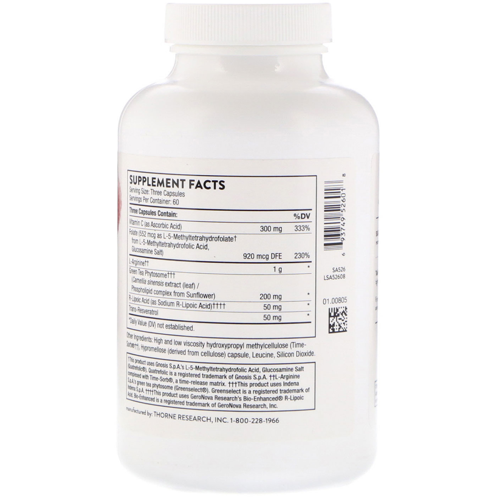 Thorne Research, Perfusia Plus, Arginine Plus Cofactors, 180 Capsules - Imagem 2