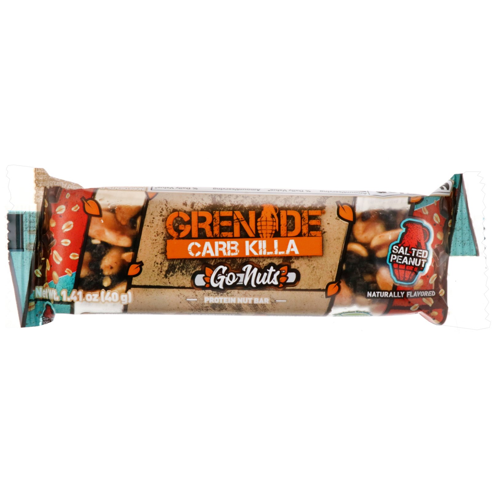 Grenade, Carb Killa, Barra de proteínas de nozes Go Nuts, Amendoim salgado, 15 barras, 1,41 onças (40 g) cada - Imagem 4