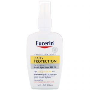 Eucerin, Loção Facial Hidratante de Proteção Diária, Protetor Solar FPS 30, Sem Cheiro, 4 fl oz (118 g)