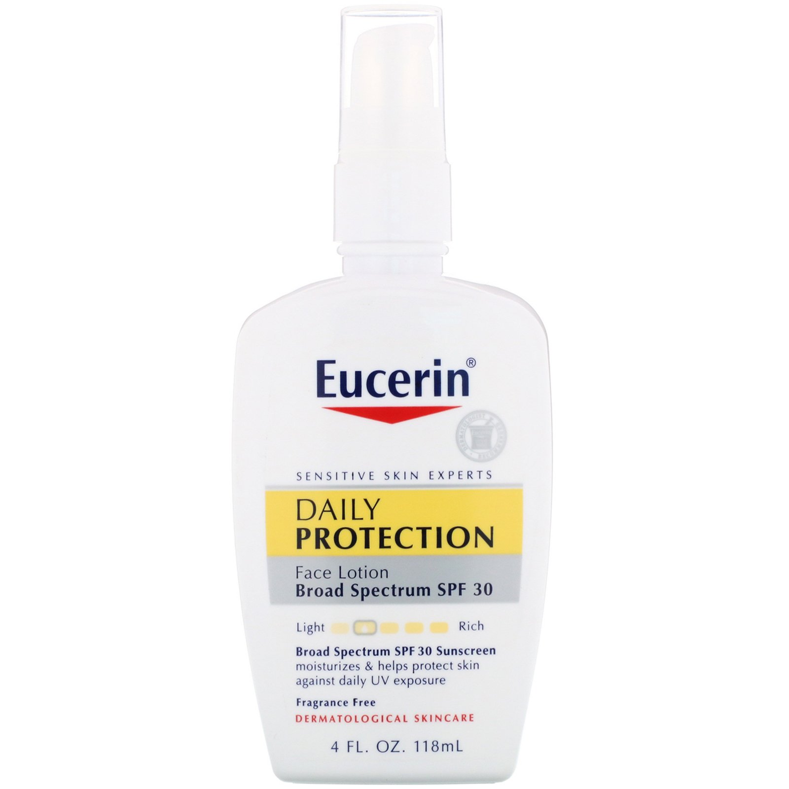 Eucerin, Loção Facial Hidratante de Proteção Diária, Protetor Solar FPS 30, Sem Cheiro, 4 fl oz (118 g)