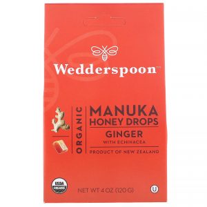 Wedderspoon, Gotas de Mel de Manuka Orgânico, Gengibre com Equinácea, 120 g (4 oz)
