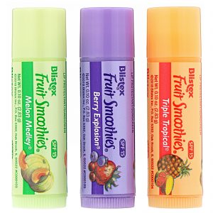 Blistex, Lip Protectant/Sunscreen, SPF 15, Fruit Smoothies, 3 Sticks, .10 oz (2.83 g) Each