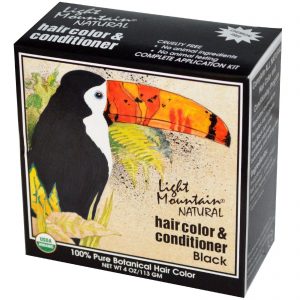 Light Mountain, Tintura Capilar Natural e Condicionador, Preto, 4 oz (113 g)