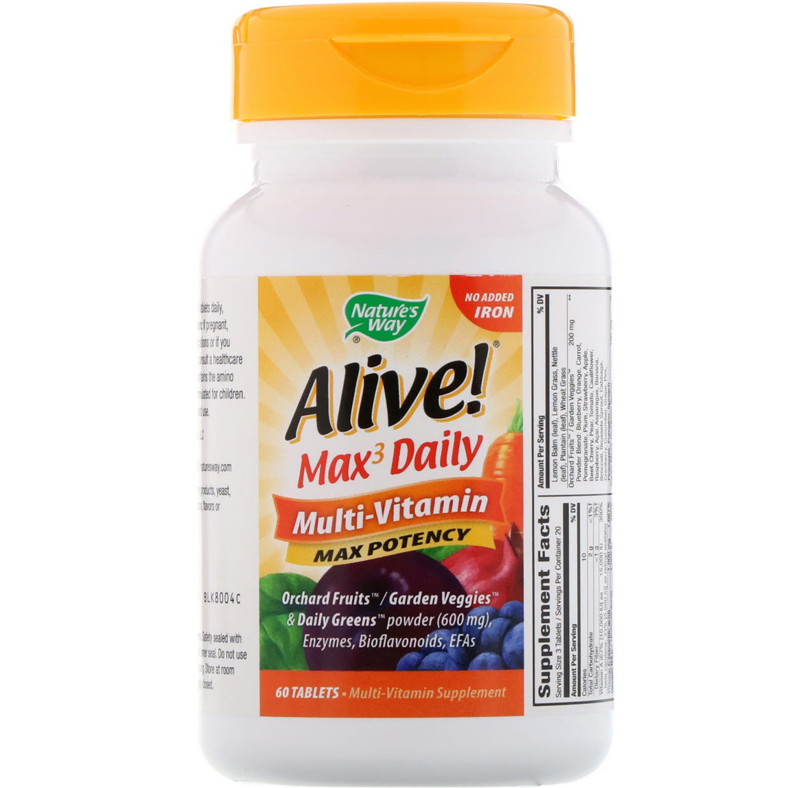 Nature's Way, Alive! Max3 Daily, Multi-Vitamin, No Added Iron, 60 Tablets - Imagem 4