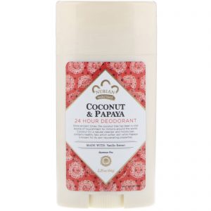 Nubian Heritage, Desodorante 24 Horas, Totalmente Natural, Coco e Papaia com Óleo de Baunilha, 2,25 oz (64 g.)