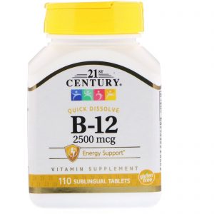 21st Century, B-12, 2.500 mcg, 110 Comprimidos Sublinguais