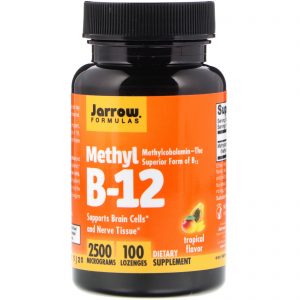Jarrow Formulas, Metil B-12, Sabor Tropical, 2.500 mcg, 100 Pastilhas