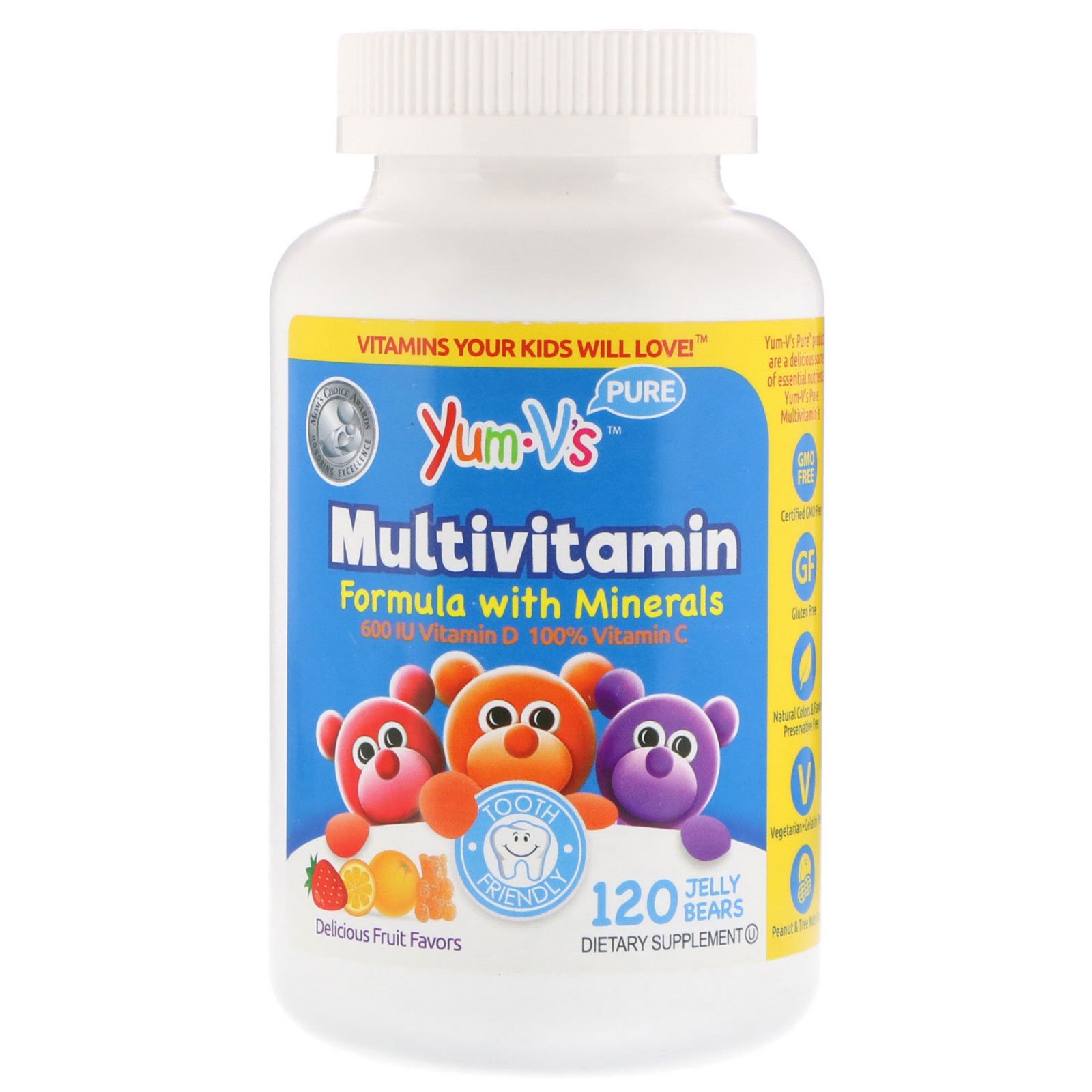 YumV's, Fórmula Multivitamínica Com Minerais, Deliciosos Sabores de Frutas, 120 Ursinhos de Gelatina
