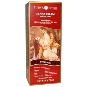 Surya Brasil, Henna em Creme, Coloração e Tratamento Hidratante, Borgonha, 2.37 fl oz (70 ml)