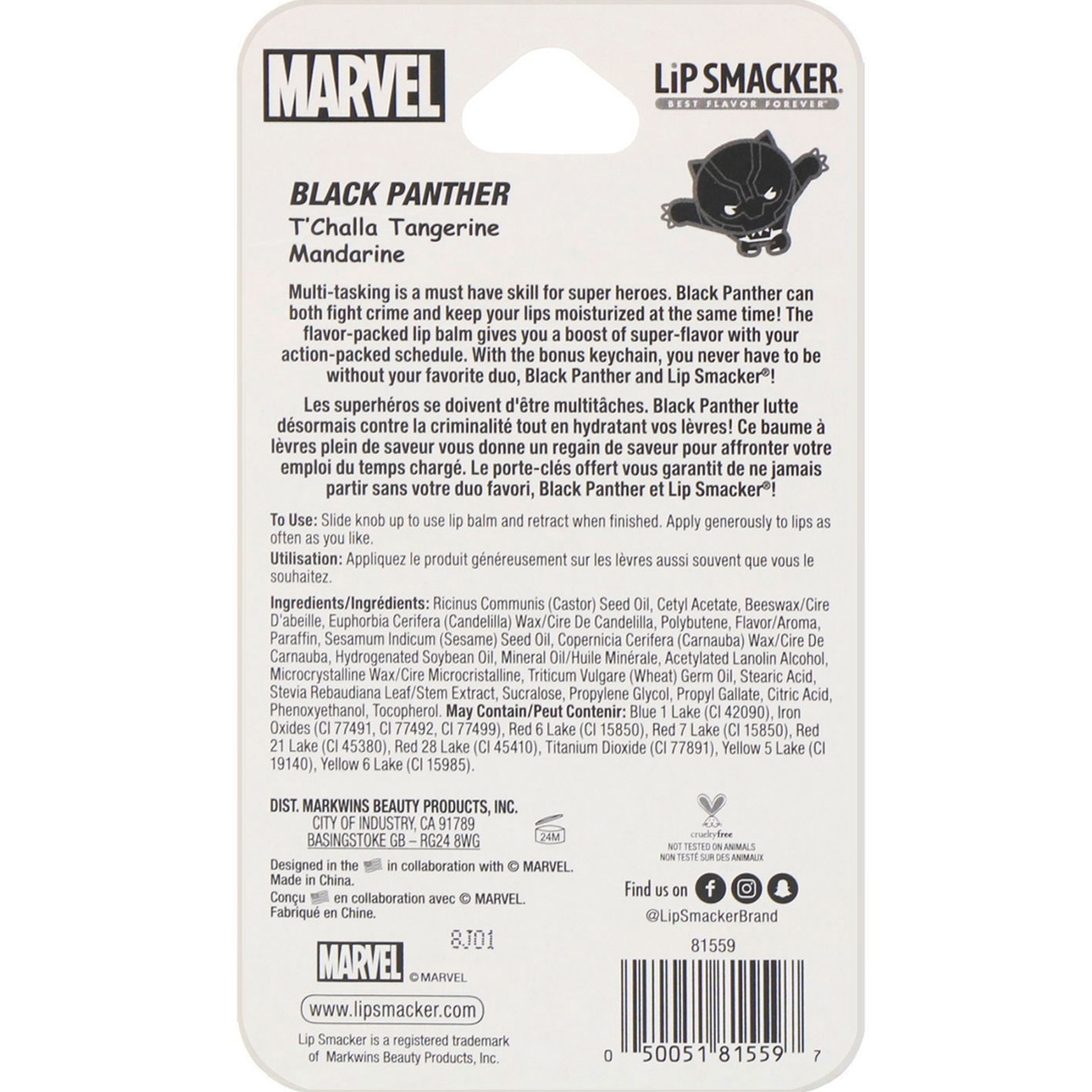 Lip Smacker, Protetor labial de super-herói da Marvel, Black Panther, T'Challa Tangerine, 0,14 oz (4 g) - Imagem 2