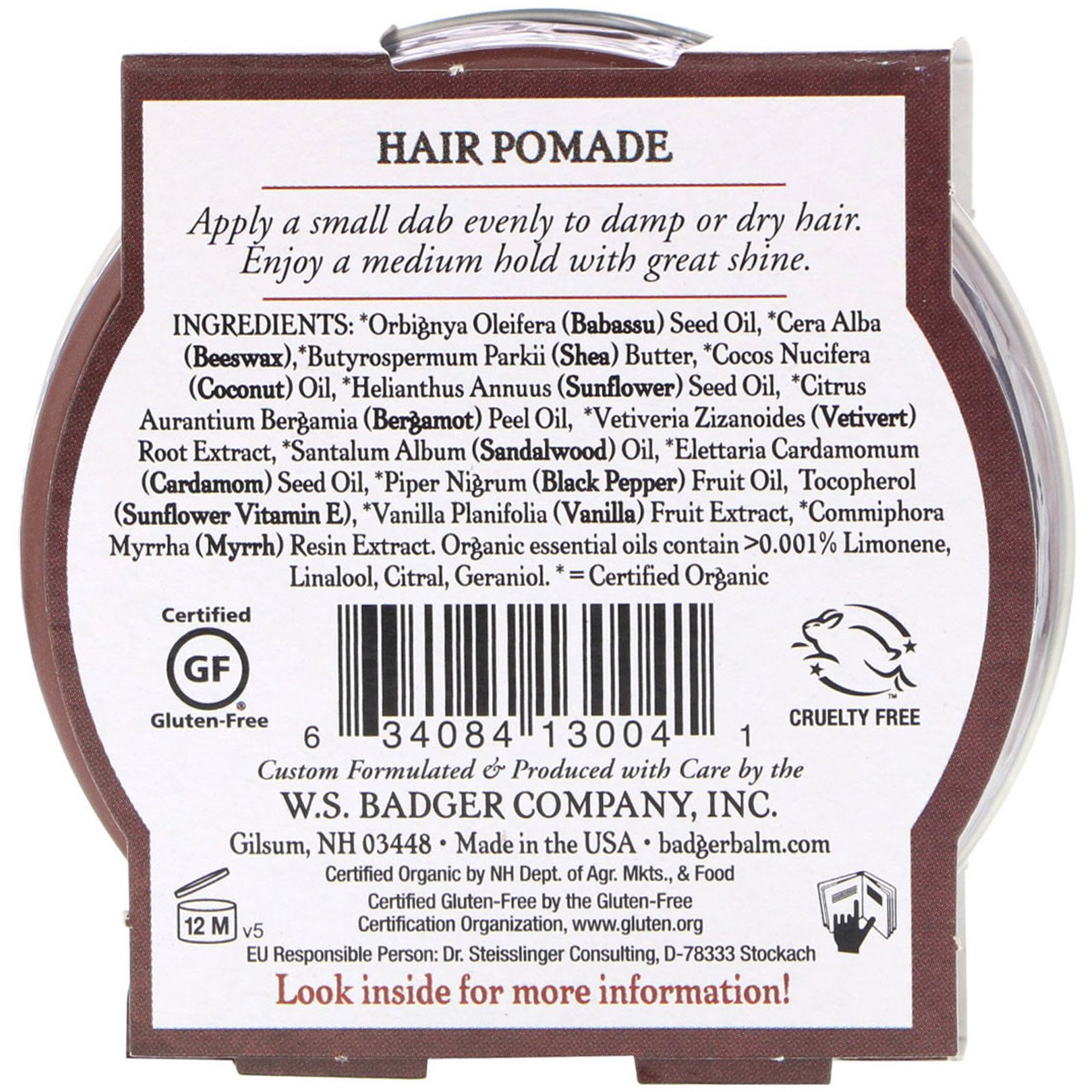Badger Company, Organic, Hair Pomade, Navigator Class, 2 oz (56 g) - Imagem 2