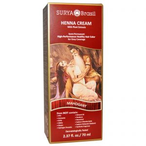 Surya Brasil, Creme de Henna, Tintura Capilar e Tratamento de Condicionamento, Mogno, 2,37 fl oz (70 ml)