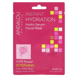 Andalou Naturals, Hidratação Instantânea, Máscara Facial com Sérum Hidratante, Máscara de Folha Fibrosa de Uso Único, 0,6 oz fl (18 ml)