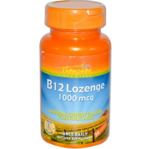 Thompson, Pastilha de B12, Sabor Natural de Cereja, 1000 mcg, 30 Pastilhas