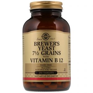 Solgar, Levedura de Cerveja, 7 1/2 Grãos, com Vitamina B12, 250 Comprimidos